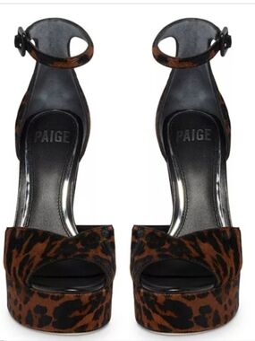 PAIGE Women's Leopard Print Platform Ankle-Strap Sandals - Brown/Black